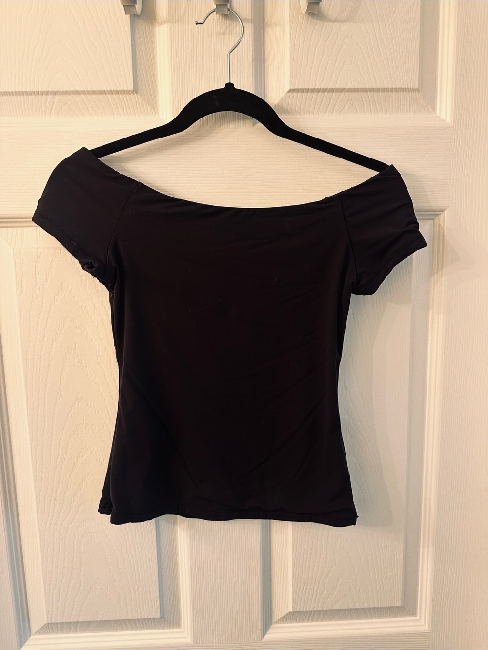 Classic Off-Shoulder Crop Top in Black